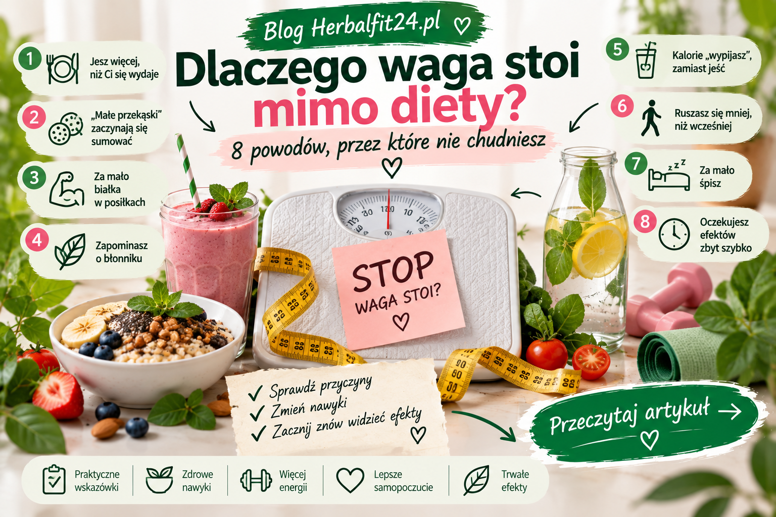 Dlaczego waga stoi mimo diety? 8 powodów, przez które nie chudniesz