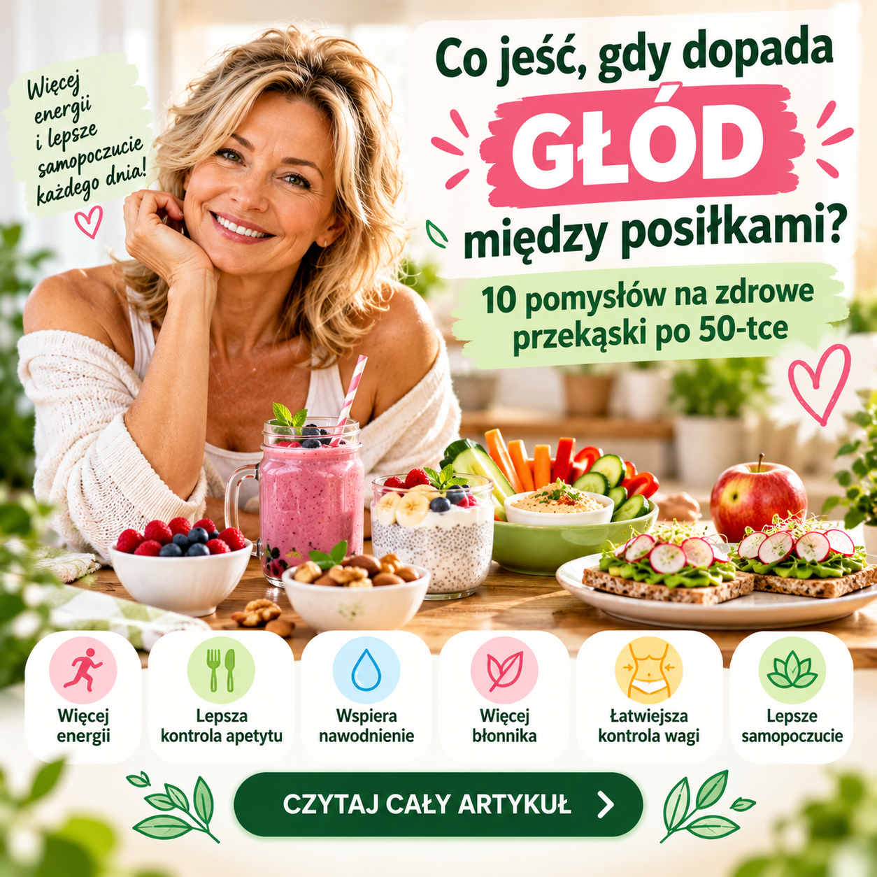 Co jeść, gdy dopada głód między posiłkami? 10 pomysłów na zdrowe przekąski po 50-tce